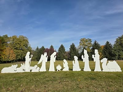 Complete All-Weather Life Size Outdoor Nativity Display, Made in The USA, Durable Solid Plastic