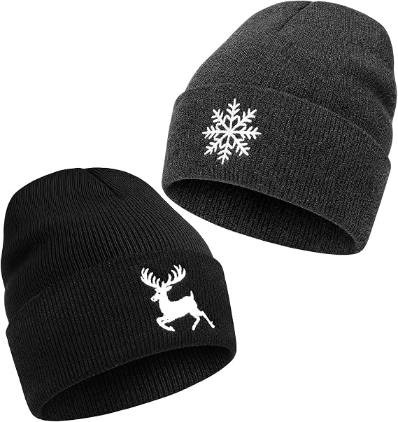 2 Pack Winter Beanies Hats for Men Women
