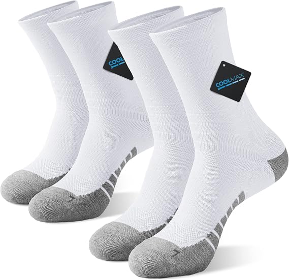 AKASO 2 Pairs Ultralight Running Socks, Crew Coolmax Cotton Athletic Sport Quarter Hiking & Running Socks for Men & Women