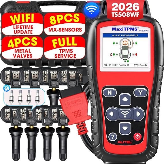 Autel MaxiTPMS TS508WF KIT, TPMS Programming Relearn Tool, Lifetime Update | 2026 WiFi Ver. of TS508 TS501 PRO TS408S, Activation Reset All Sensors Scan Tool for 99% Cars, w/$300 8PCS Sensor& 4PCS Valve