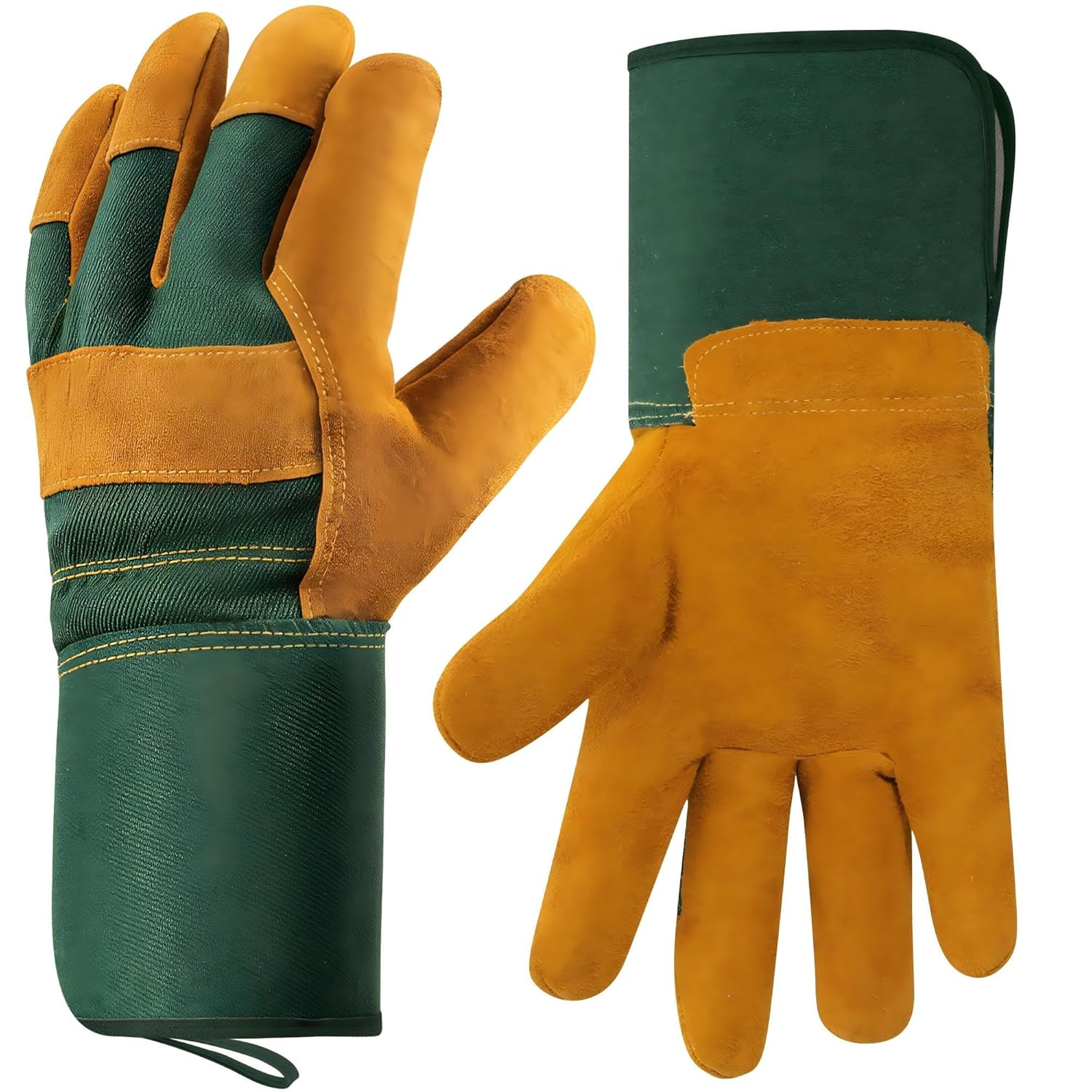 Gardening Gloves for Men, Heavy Duty Leather Garden Gloves, Thorn Proof & Durable, Safety Work Gloves for Gardening, Rigging - One Size Fits Most - Ideal for Professionals and DIY