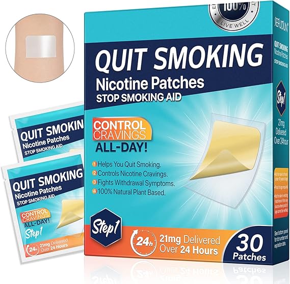 21mg Quit Smoking Patches, Step 1 Stop Smoking Aids Patches, 30 Count Transdermal System Patch, Quit Smoking Stickers That Work with 2 Weeks, Easy and Effective Help to Quit