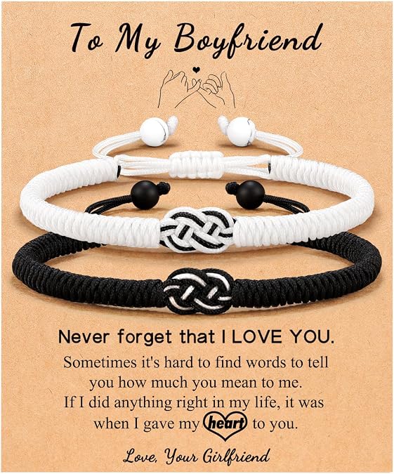 PINKDODO Matching Pinky Promise Bracelets for Couples Boyfriend Girlfriend Him Her Birthday Valentines Christmas Gifts