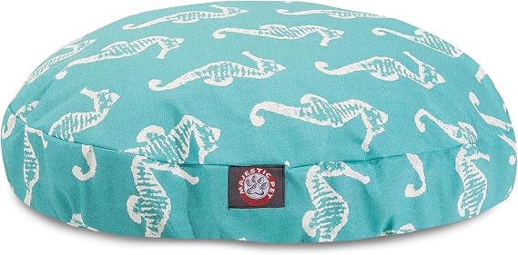 Teal Sea Horse Large Round Indoor Outdoor Pet Dog Bed With Removable Washable Cover By Majestic Pet Products