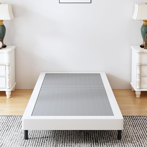 Vaciwe Box Springs Twin Size 4 Inch 1500 lb Heavy Duty Metal Frame Mattress Foundation Anti-Slip Noise-Free Easy Assembly Easy to Clean Cover