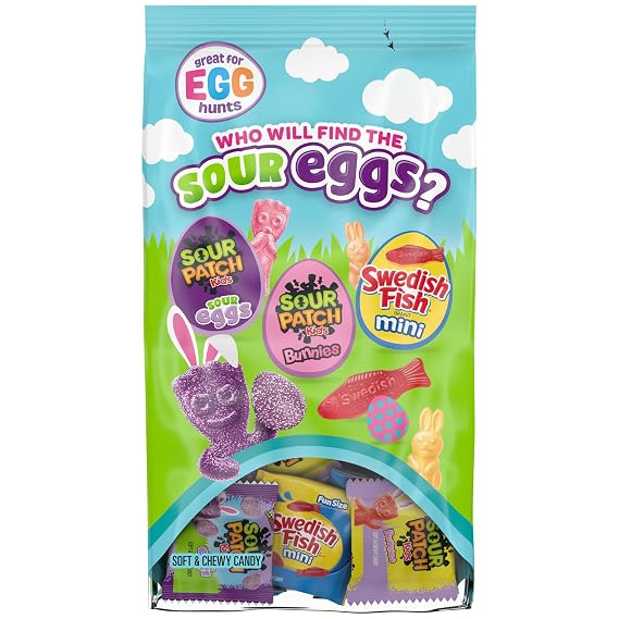 SOUR PATCH KIDS & SWEDISH FISH Soft & Chewy Easter Candy Variety Pack, 80ct | 3 Flavors, Bulk Gummy Candy, Treat Size Snack Packs, Individually Wrapped
