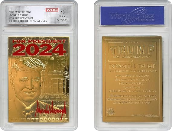 Donald Trump 2024 President 23K Gold Signature Card Graded GEM-Mint 10