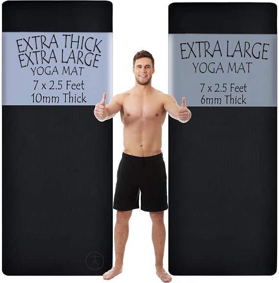 Extra Thick Yoga Mat Wide 2-Pack. Our 6mm Thick Yoga Mat & 10mm Thick Exercise Mat.