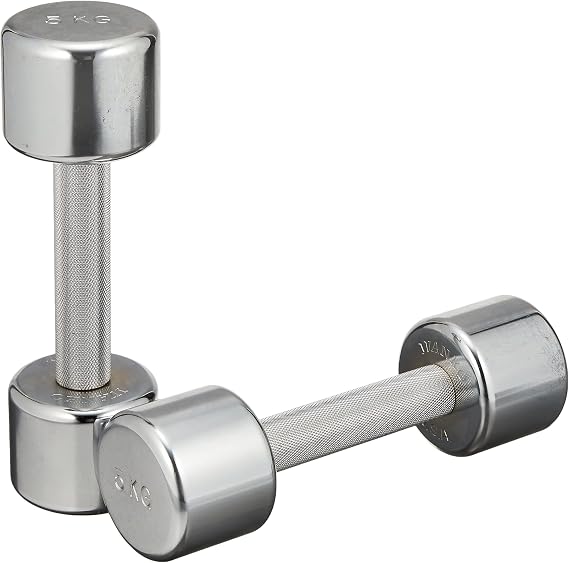 IVANKO Chrome Dumbbell Grip Rotatable Metallic Chrome Finish Dumbbell 4.4 lbs (2 kg) / 3 kg / 4 kg / 5 kg / 8 kg / 20 kg / 26 kg / 26 kg / 26.6 lbs (10 kg) / 26.6 lbs (12 kg)