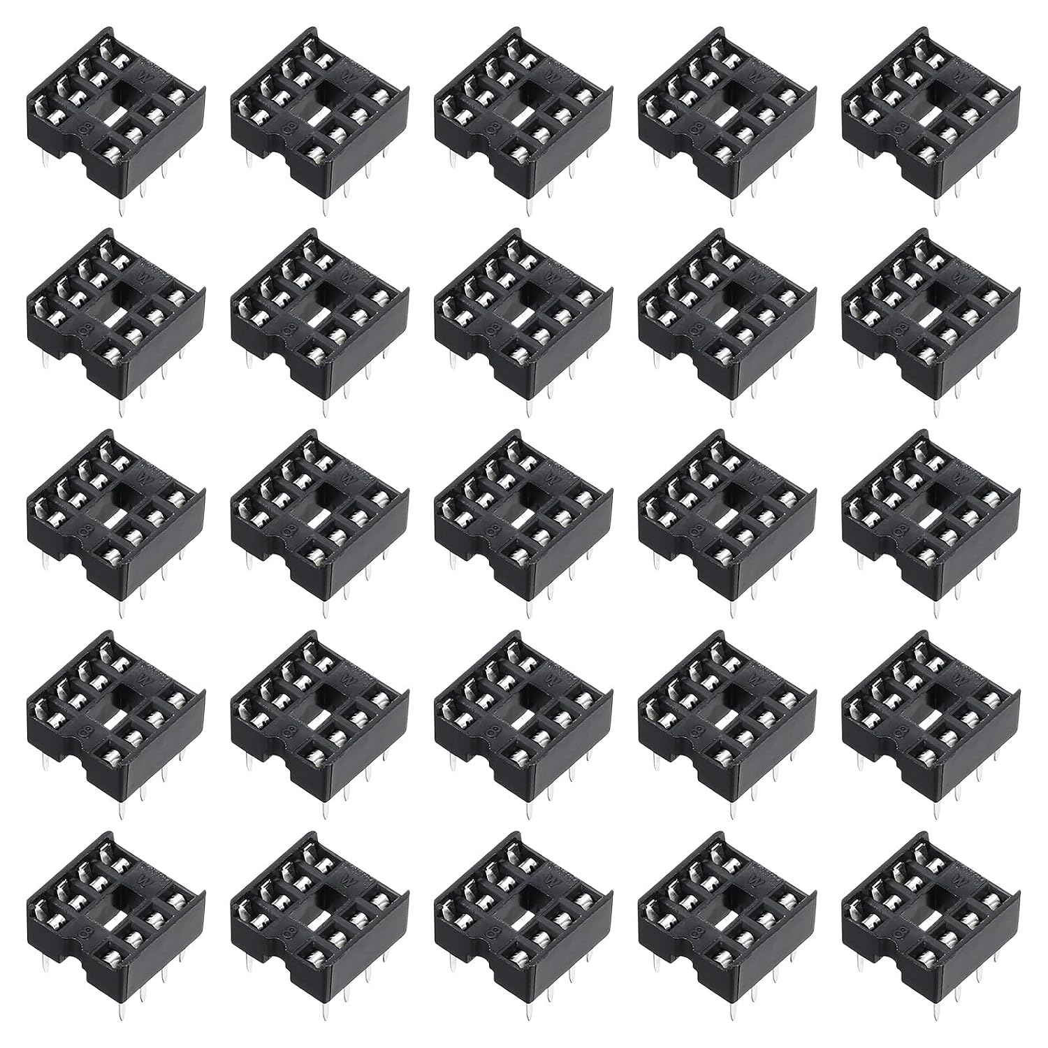 sourcing map 60Pcs DIP IC Chip Socket Adapter 8 Pin IC Assortment Kit 2.54mm/0.1" Pitch for Breadboard Project, PCB Board Design