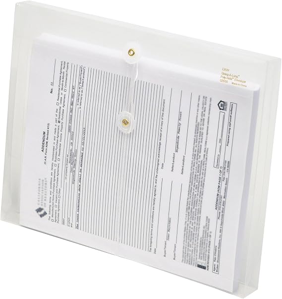 Lion String-A-Long Clear Poly Envelopes with Gusset, Letter, Side Load, 6 EA/Pack, 1 Pack (32030-CR)