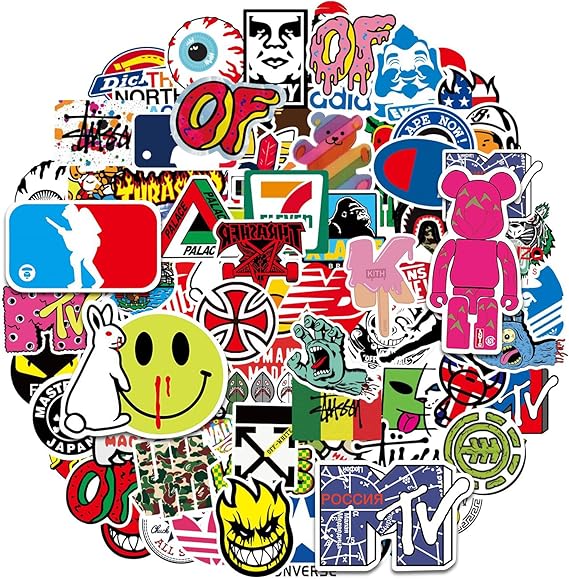 101 Pack Skate Stickers Non-Repeat Waterproof Vinyl for Adults Teens Boys