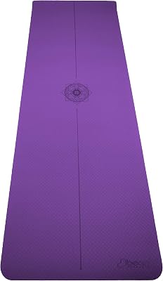 Bean Products SuperLite TPE Yoga Mat | Centering Mandala Design | Extra-long | Non-skid, Slip Resistant | Earth-friendly exercise gym mat | 6mm thick x 24 wide x 72 long