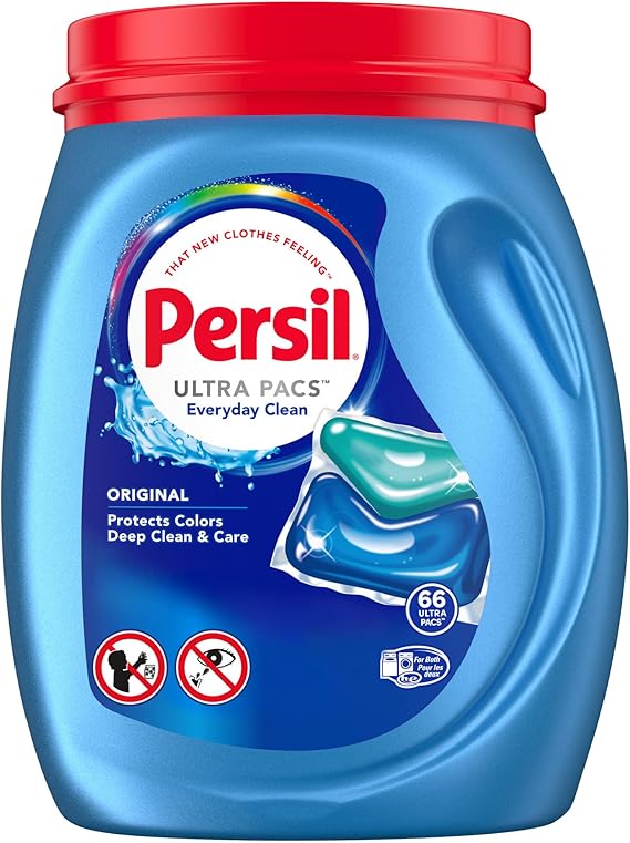Persil Ultra Pacs Original Everyday Clean Laundry Detergent, 66 Count, No Mess, Single-Dose Laundry Soap, Deep Clean Fabric Care for Colors & Whites, All Water Temperatures, HE Safe