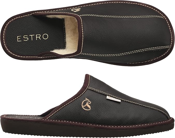 Estro Men's Leather Slippers
