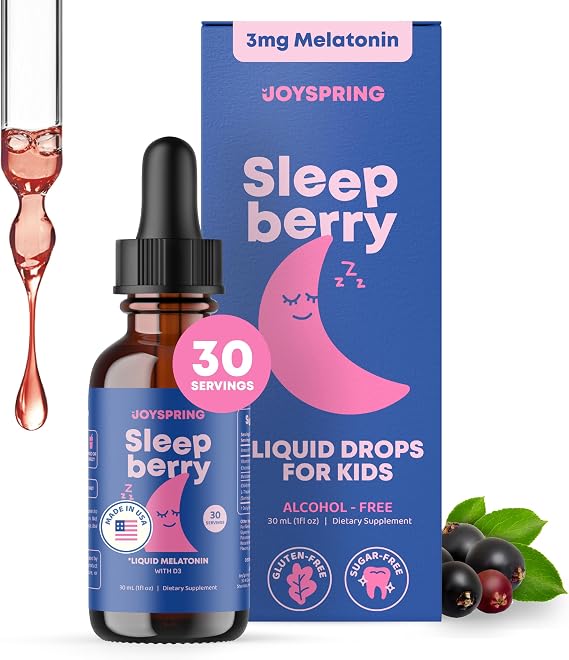 JoySpring SleepBerry Kids Melatonin 3mg Drops, Berry, 1 fl oz, 30 Ct