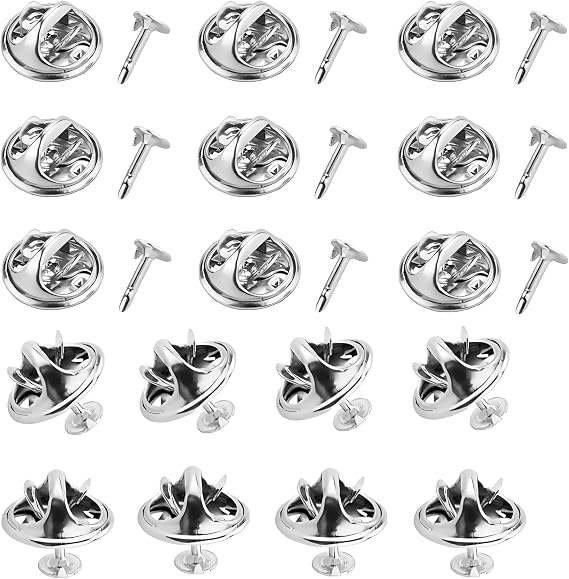 Butterfly Clutch Pin Backs, Easy-Fit for Lapel Pins, 50 Pcs, 10 mm | Rust-resistant electroplated metal fasteners for badges, tie tacks, jackets, hats, bags and craft repairs