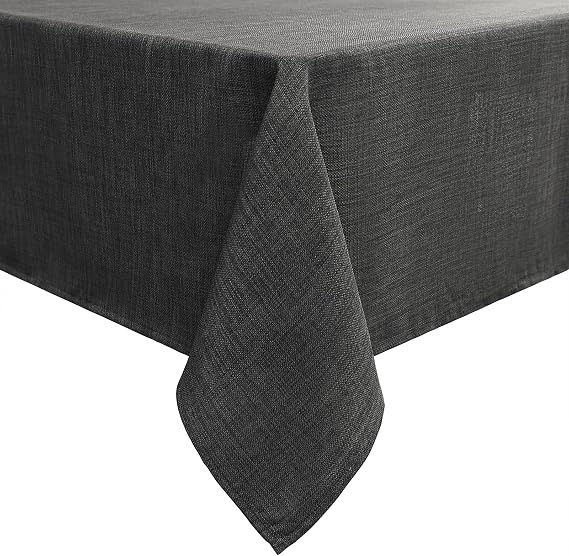 smiry Linen Look Tablecloth Washable Lotus Effect Rectangular 100 x 140 cm Water-Repellent Tablecloth Stain Protection Dark Grey