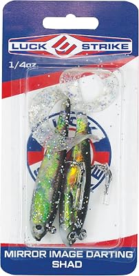 Luck E Strike Mirror Image Darting Shad Soft Plastic Minow Lure with Pulsating Tail, 2 Pack