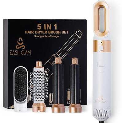 5-in-1 Hair Dryer Brush - Compact, Portable, Ionic, 1000W