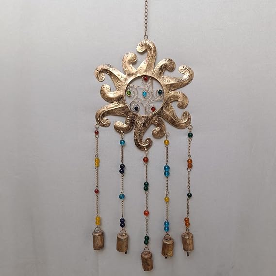 Sun chime with bells and beads