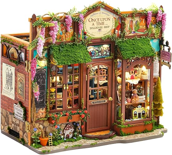 Spilay DIY Miniature House Kit for Adults, Miniature Dollhouse Kit | With Warm Light & Furniture, Wooden Craft Building Set for Bookshelf Decor, Home Display & Creative Gifts for DIY Lovers