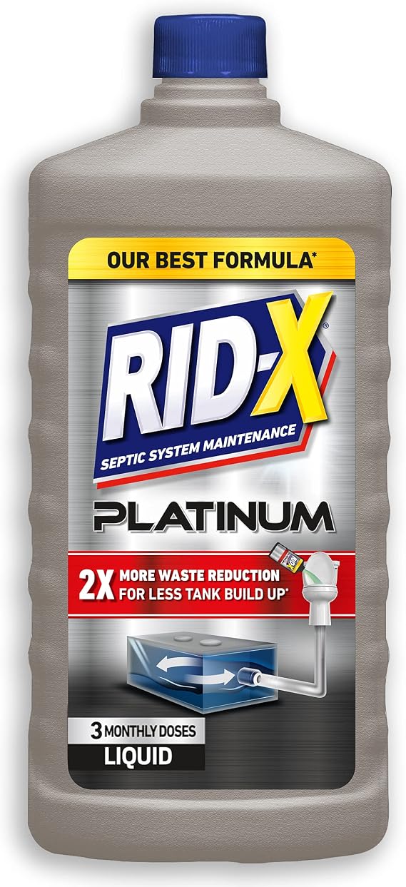 RID-X Septic Tank Treatment Platinum Liquid 3 Month Supply - Our Best Formula with x2 More Waste Reduction