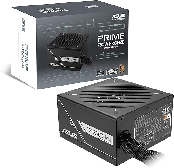 ASUS Prime 750W Bronze PSU Power Supply Unit, All-Round PC and Gaming Rig, Efficient, Durable Power Supply PRIME-750B-BLACK