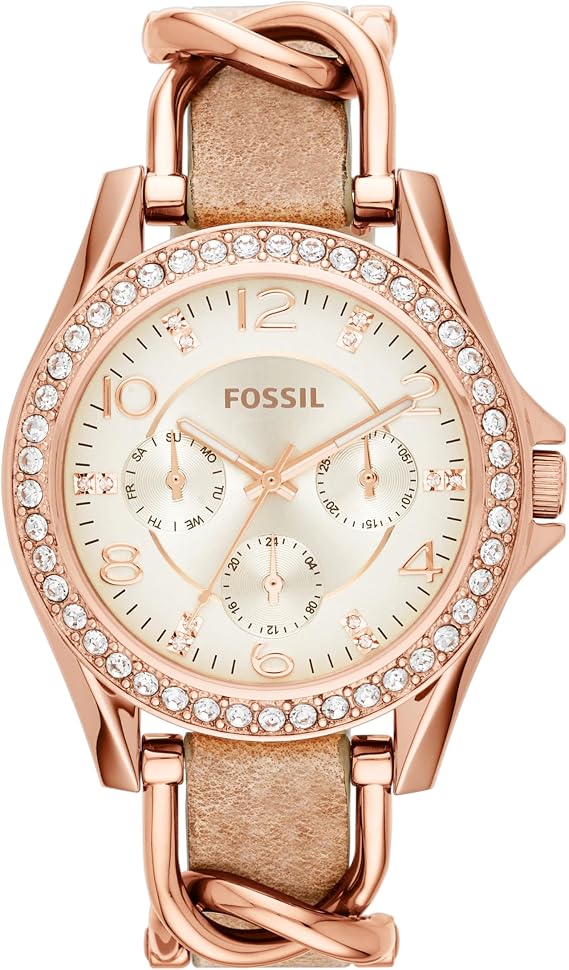 Fossil Women's Watch, Riley Quartz Stainless Steel Multifunction Watch for Women