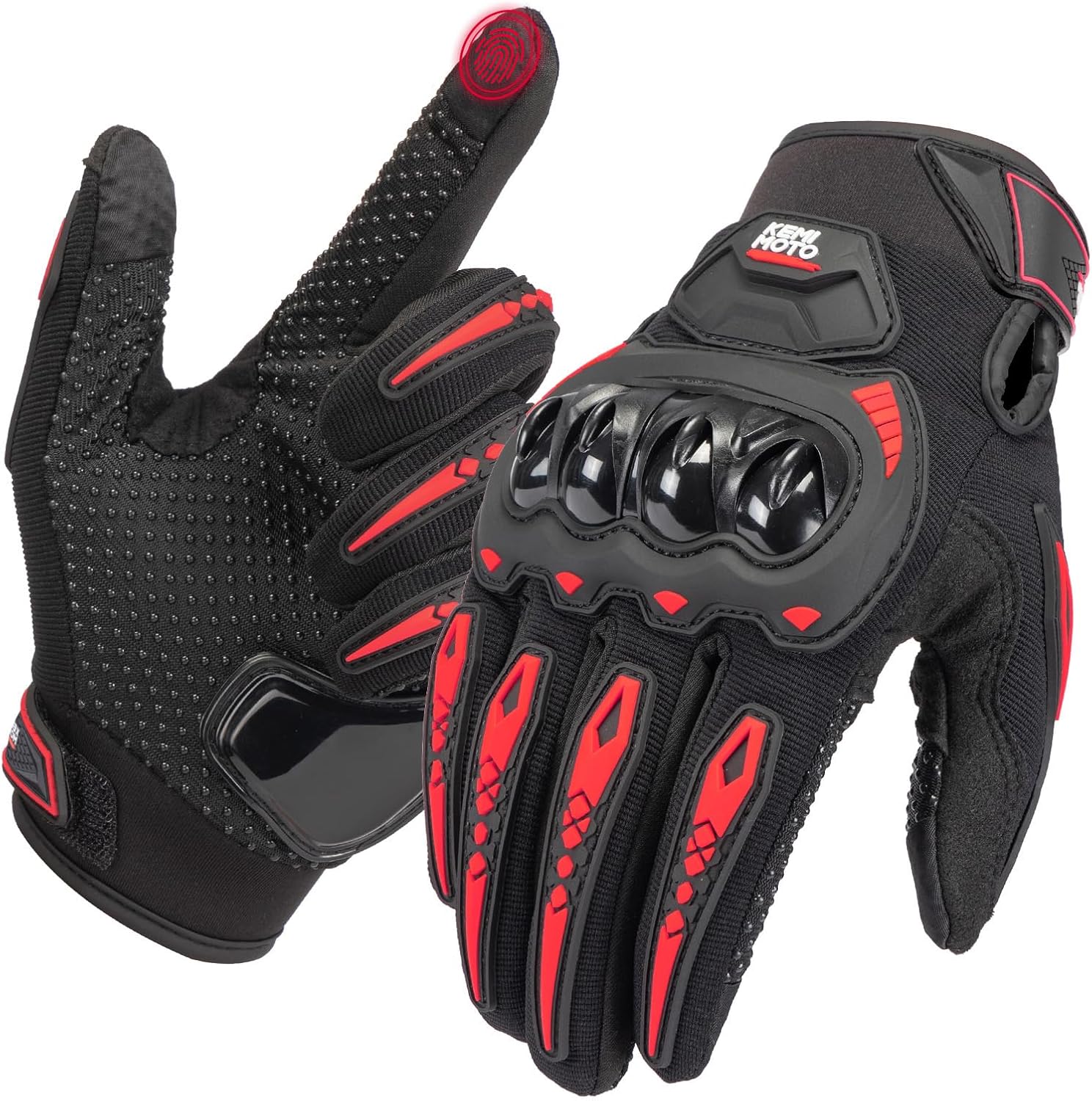 KEMIMOTO Motorbike Gloves for Men and Women, Motorcycle Gloves 2 Finger Touchscreen for Motocross, MTB Riding, Road Racing, Climbing etc