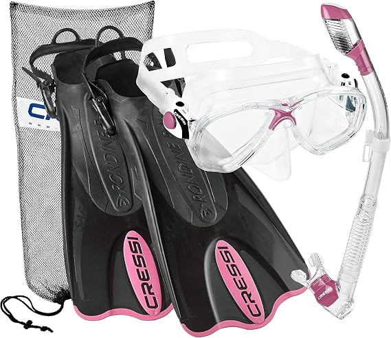 Cressi Adjustable Mask Fin Snorkel Set with Carry Bag
