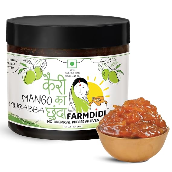FarmDidi Mango Chunda pickle 325g | Mango Chundo | Oil free Aam ka meetha achar murabba | Grated Mango chutney | khatta meetha achaar | Preservative free pickle in fresh mango pickles homemade