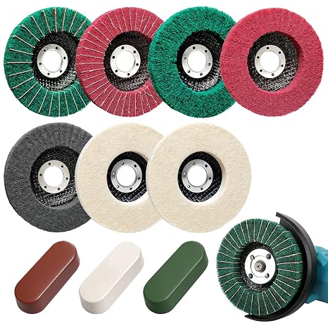 10Pcs 4.5'' Buffing Wheel & Compound Kit, Polishing Wheel for Angle Grinder