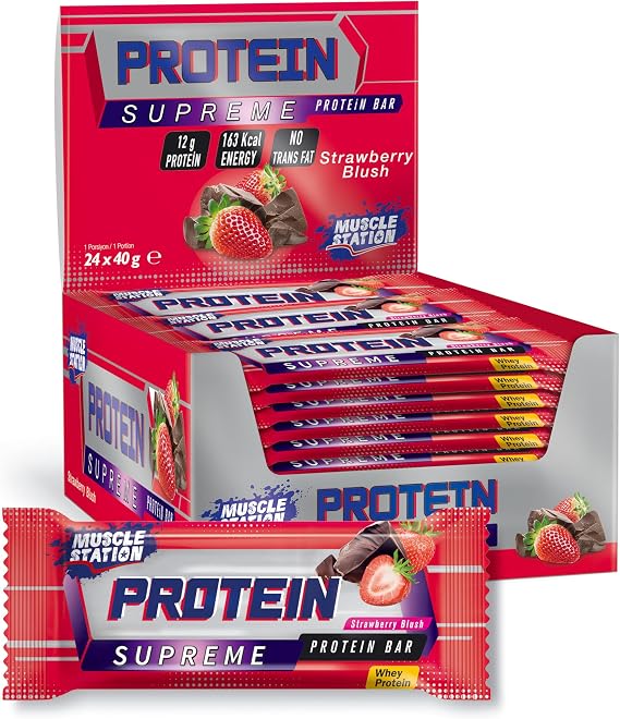 Muscle Station Supreme Protein Bar Çikolata Çilek 40 Gr 24 Adet
