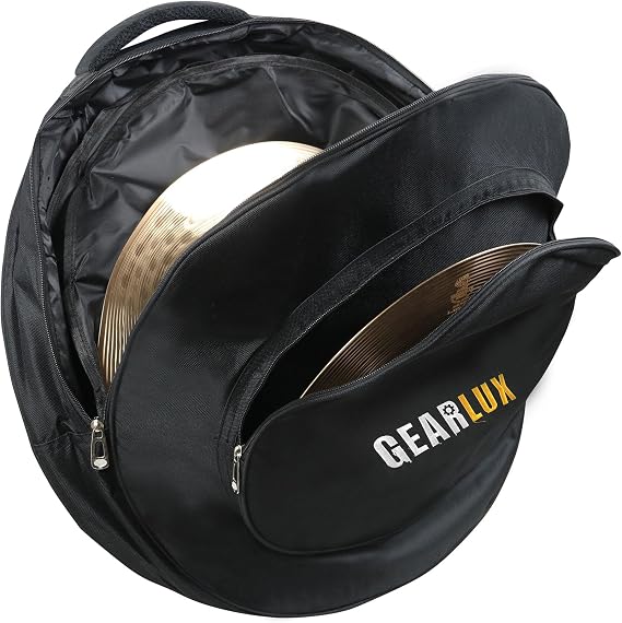 Gearlux 22-Inch Cymbal Bag for Crash, Hi-Hats, and Drum Cymbals - Black