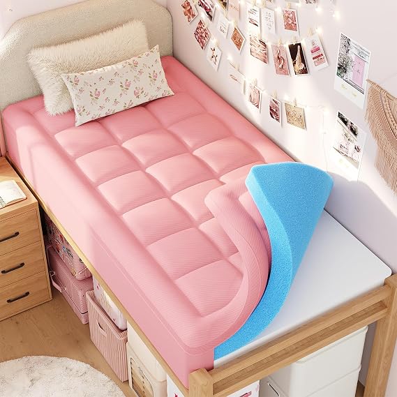 ELEMUSE Twin XL Dorm Room Essentials 3 Inch Memory Foam Mattress Topper