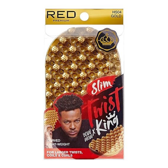 Red by Kiss Bow Wow X Twist King Luxury Twist Styler Washable and Durable Twist Brush for Afro Curl- Slim and Light (Gold)
