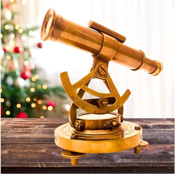 Brass Alidade Decorative Telescope 4" with Base Compass Gifts (5 inch)
