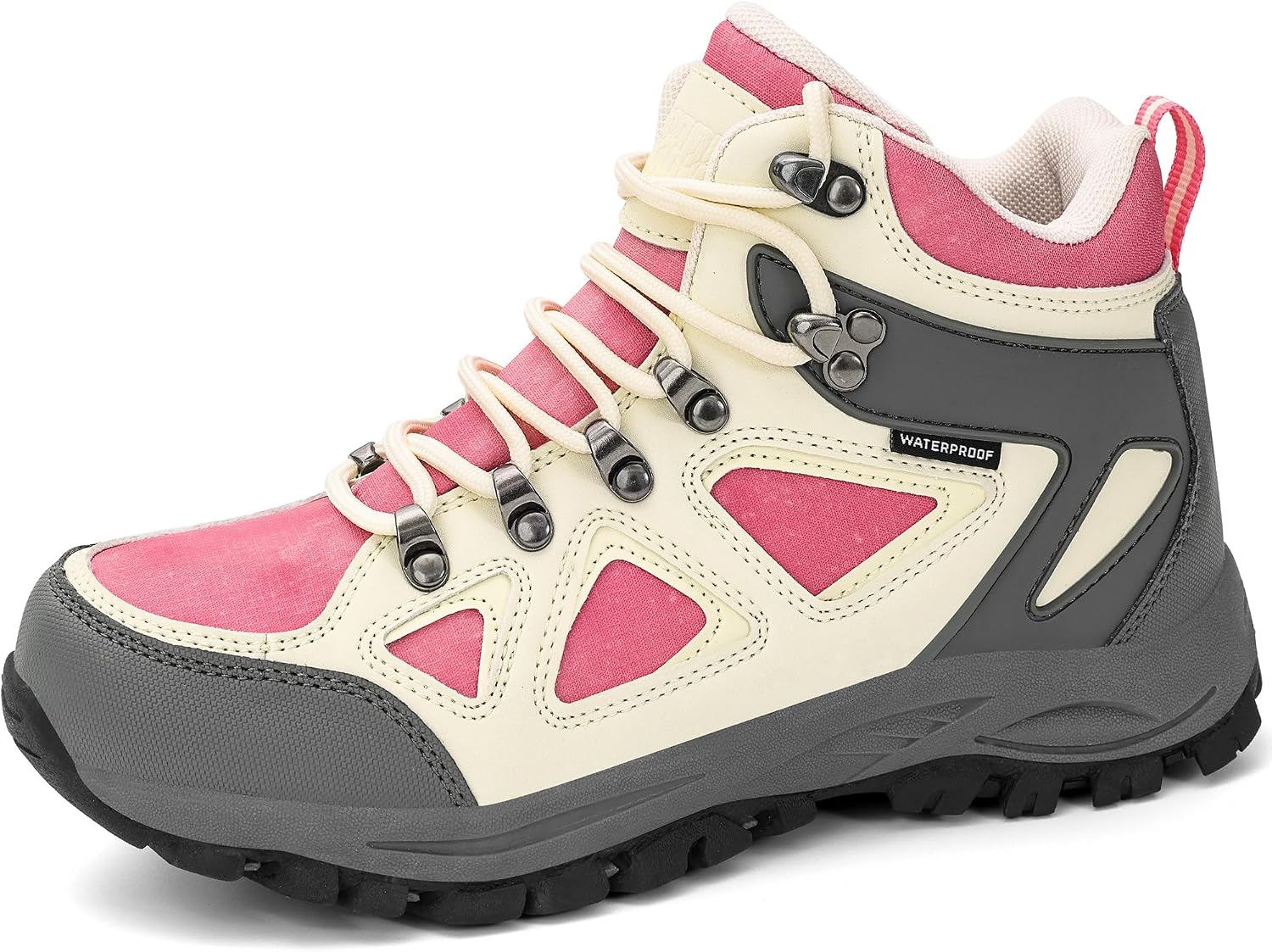R CORD Kids Hiking Boots Waterproof Non-Slip for Outdoor Lace-Up Closure Girls Hiking Boots Durable TPR Traction Outsole Kids Hiking Shoes