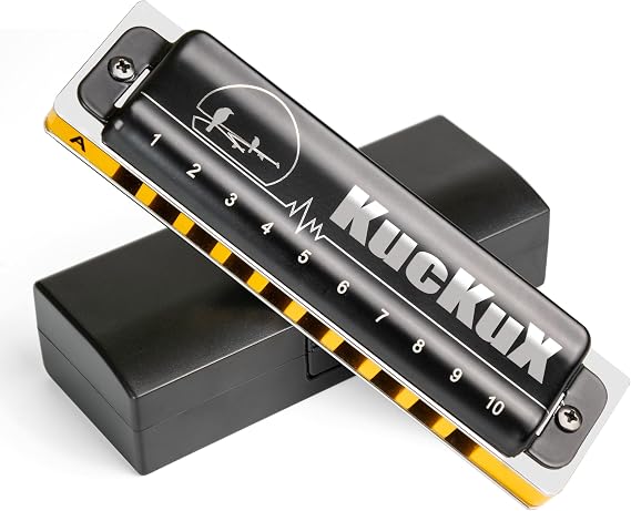 Diatonic Harmonica of A Key,Blues Mouth Organ 10 Holes 20 Tones, Reed of Phosphor Bronze, ABS Combo, Easy-Clean Cover,10 Holes Blues Harp for Adult, Beginner