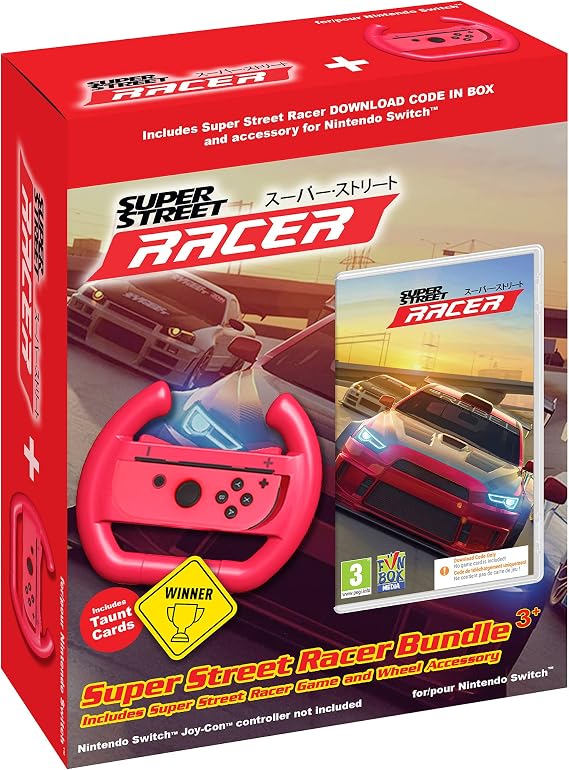 Super Street Racer Bundle + Wheel Accessory Nintendo Switch Game [Code in a Box] (Nintendo Switch)