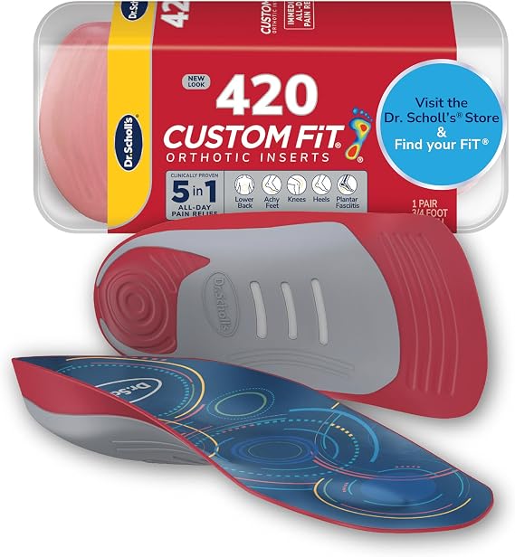 Dr. Scholls Custom Fit Orthotics 3/4 Length Arch Support Shoe Inserts - Plantar Fasciitis Relief Insoles for Men and Women, Immediate All-Day Total Lower Body Pain Relief, FSA HSA Eligible, CF420