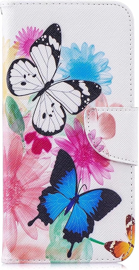 For iPhone 15 Pro Case Leather Wallet Flip Folio Stand View Bookstyle Case with Card Holder Stand Silicone Bumper Shockproof Slim PU Phone Cover for iPhone 15 Pro Blue Butterfly