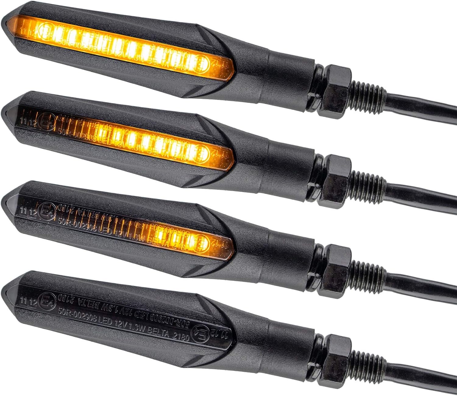 Simda Pro Motorcycle LED Running Light Indicator E4 Approved Sequential motorcycle indicator with approval E mark Waterproof black 12V running light indicator - Running effect mini indicator