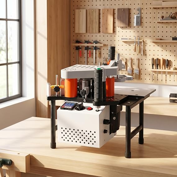 Aetherion Portable Wood Edge Bander, 1200w Benchtop Edge Bander, Multifunctional Woodworking Edge Banding Machine, Adjustable Speed And Double-sided Gluing For Straight Edge Wood And Pvc Craft Making