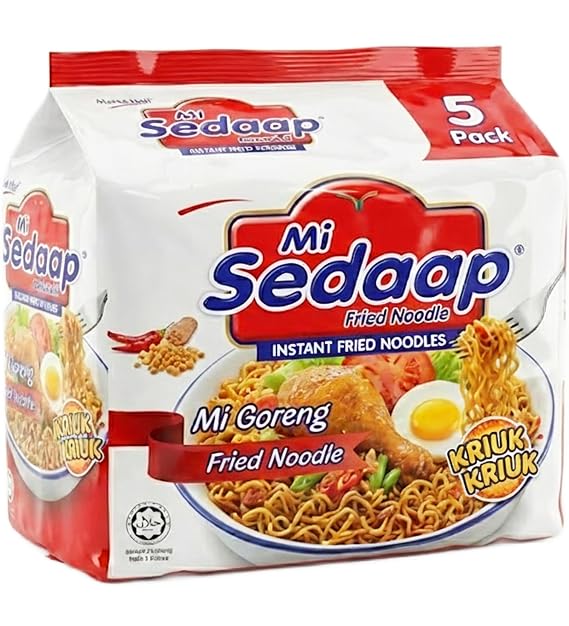 Mi Sedaap Mi Goreng Instant Stir Fry Noodles, Pack of 5, Asian Noodles