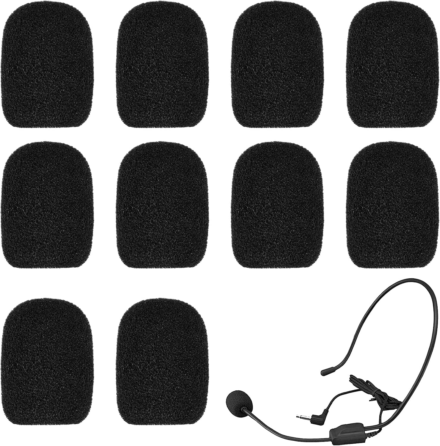 10 Pcs Headset Microphone Foam Cover, Mini Windscreens Sponge, Foam Microphone Windscreen for Headset or Lavalier Microphone