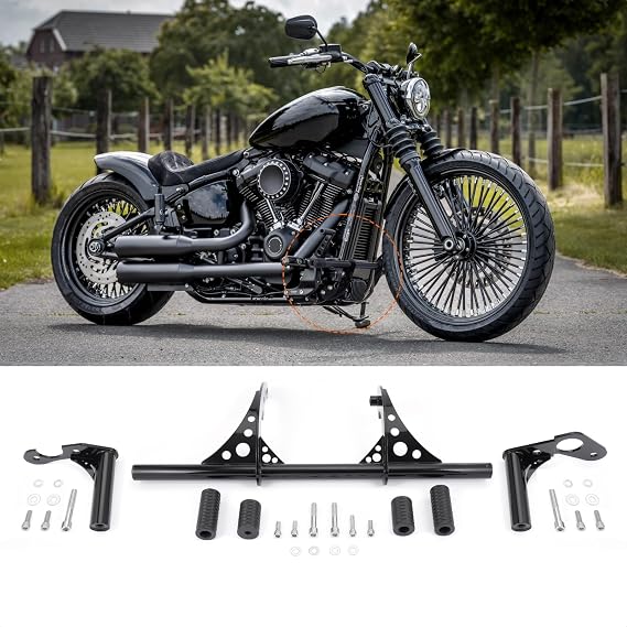 Front Crash Bar+Rear Passenger Footpegs Kit for Harley Softail | for 2018-2023 Softail Slim Street Bob Low Rider Motorcycle Engine Guard Highway Bar Support Portection