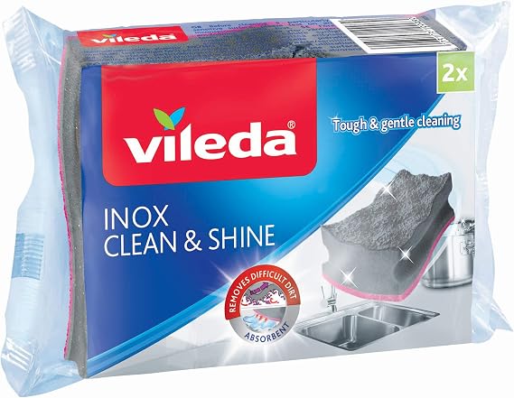 Vileda 157403 Clean & Shine Sponge, Stainless Steel