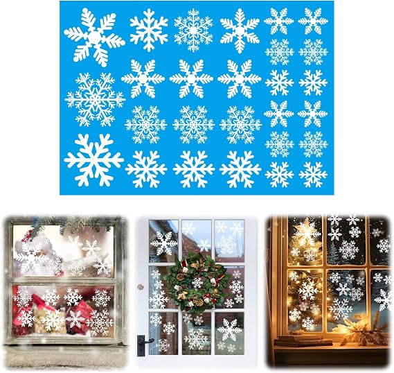 5 Bögen Schneeflocken Weihnachten Fensteraufkleber Aufkleber für Glas Schneeflocke Fensterdekorationen Xmas Aufkleber Winter Wonderland Party Supplies Dekor Fensteraufkleber Weihnachtsdekorationen